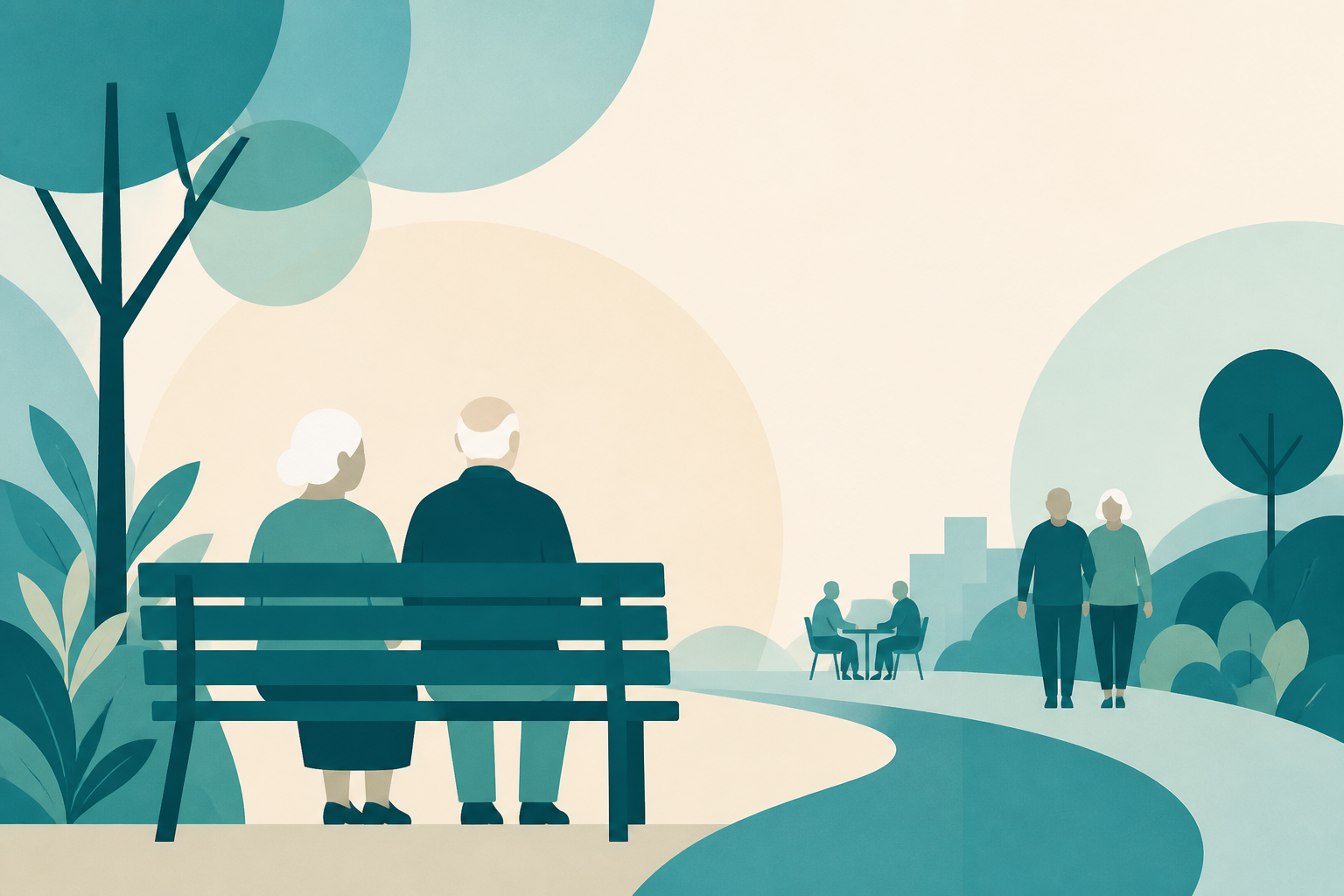 An older resident and family member walking together